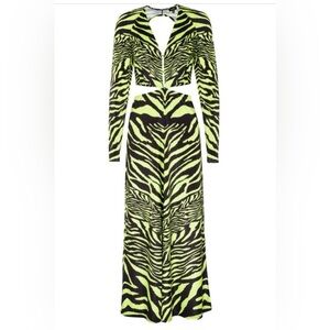 Neon Zebra Print Cutout Maxi Dress